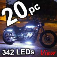 NEW 12pc WHITE LED FLEXIBLE MOTORCYCLE LIGHTING KIT  
