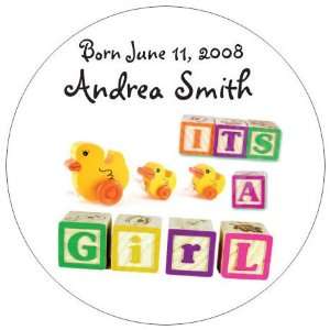 Baby Keepsake Its a Girl Baby Blocks and Ducks Design Personalized 