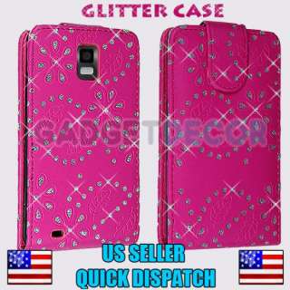 FOR SAMSUNG INFUSE 4G I997 PINK DIAMOND GLITTER LEATHER FLIP POUCH 