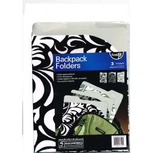  Three Tab Backpack Folders   Black 