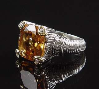 SEXY ESTATE JUDITH RIPKA 18K 925 FONTAINE HONEY CITRINE DIAMOND RING 