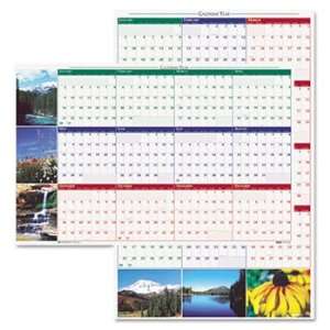   Reversible/Erasable Yearly Wall Calendar, 24 x 37 