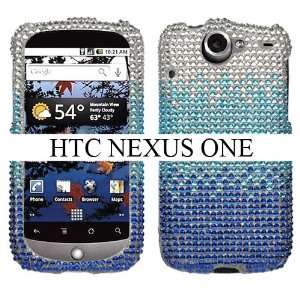 HTC GOOGLE NEXUS ONE BLUE AND WHITE FADE DESIGN FULL DIAMOND CRYSTAL 