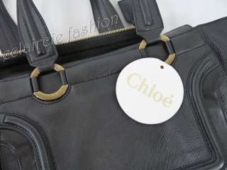 CHLOE Marcie Sac Black Leather Front Flap Satchel Shoulder Bag Handbag 