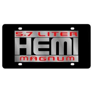  Dodge 5.7 Liter HEMI Magnum License Plate on Black Steel 