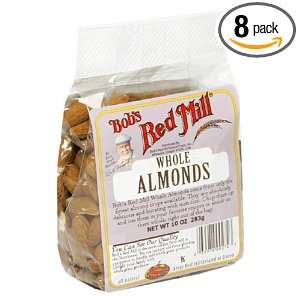 Bobs Red Mill Whole Shelled Almonds, 10 Ounce Packages (Pack of 8 