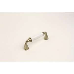  Pull, 3 In Drill Centers, Satin Nickel/White Ceramic