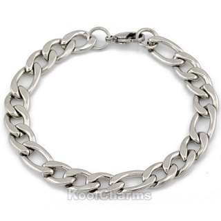   Stainless Steel Figro Bracelet Silver Tone 7,8,9,10 inch KB101  