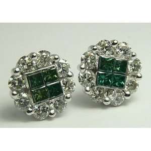  2.0tcw Awe Inspiring Blue Green Diamond Cluster Earrings 