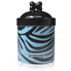  Yak Pak Turquoise Zebra Dog Treat Jar, 8 Inch Pet 
