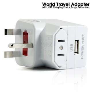 All in one World Travel Adapter with USB Charging Port + Surge 