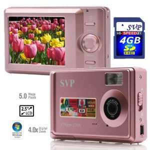  SVP DC1056 Pink 5MP Slim Digital Camera with 4x Digital 