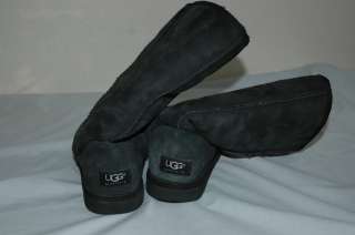 UGG Australia Womens Black Suede Boots Sheepskin Lined Size W7  