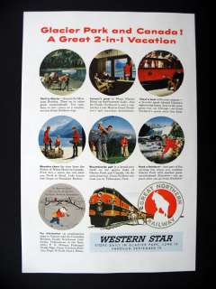 Great Northern Railway Glacier Park Service 1954 Ad  