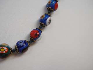 Vintage Estate Venetian Bead Art Glass Necklace & Bracelet Set  