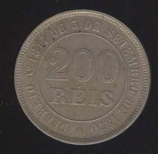 BRAZIL COIN 200 REIS 1884 EMPIRE NICE HIGH GRADE  
