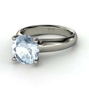  Bardot Ring, Round Aquamarine Sterling Silver Ring 