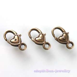 20 Plated Wholesale Bronze Alloy Heart Lobster Clasp Finding 26x14x7mm 