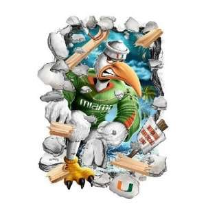 Miami Hurricanes Wallcrasher Wall Decal Mascot 3