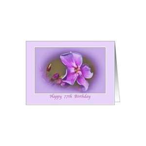  77th Birthday Card with Pink and Lavender Flowers Card 