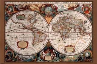 Antique Old World Map POSTER 17th Century Atlas Globe  