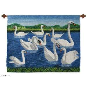  Wool tapestry, Swan Lake