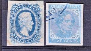 usa confederate stamps 10 cent mint 5 cent used 1861 1864