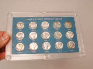 15 COINS~ U.S. DIME COLLECTION~ WINGED LIBERTY HEAD MERCURY DIMES ALL 