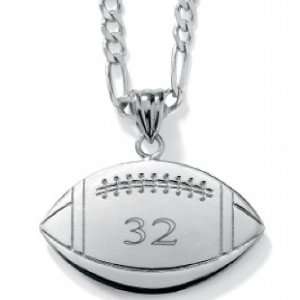  Paris Jewelry Sterling Silver Football Charm Mens Necklace 