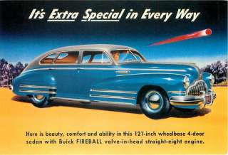 Buick Fireball Straight 8 Engine 1940s Car Ad with Comet • Modern 