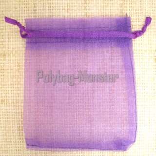 50 Deep Purple Organza Jewelry Pouches Bags 3.75X4.75  