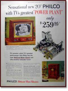 1952 Philco TV set power balanced beam television AD  
