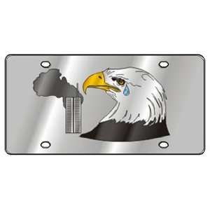  American Eagle and twin towers   License Plate   Stainless 