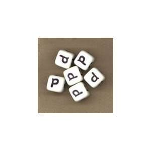  Alphabet Beads Letter P 12mm Cube, 12pcs