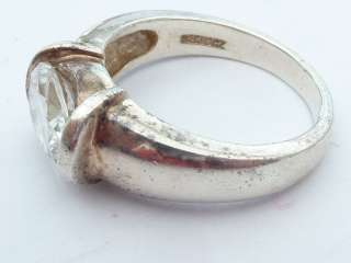 Vintage Sterling Silver Gem Set Ring Size UK S US 9 1/8 7.3g  