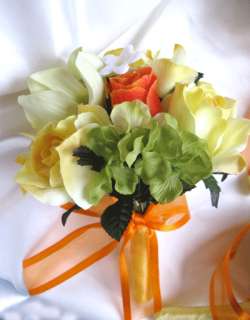 17pc Bouquet wedding flowers Decoration YELLOW GREEN  