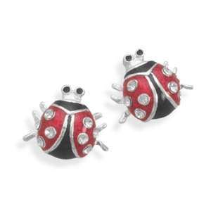  Lady Bug Stud Earrings 925 Sterling Silver Jewelry