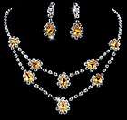   Necklace Earring Set Drop Link 2layer Czech Rhinestone Acrylic Crystal