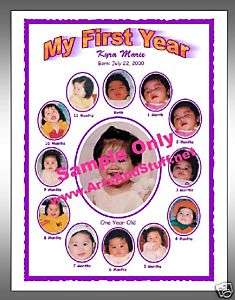 BABYS FIRST YEAR PHOTO COLLAGE PICTURE FRAME Purple  