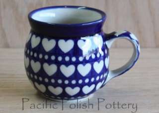 Polish Pottery CA Ladies Bubble Mug 8oz HEARTS Stoneware  