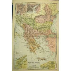  Map Turkey Servia Montenagro 1912 Bacon World