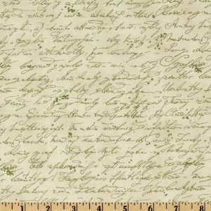   Library Script Sage Fabric By The Yard Arts, Crafts & Sewing