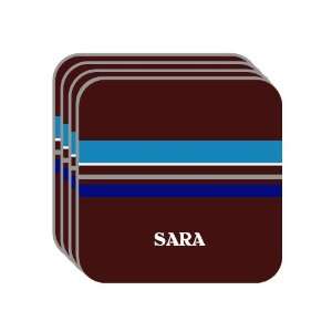 Personal Name Gift   SARA Set of 4 Mini Mousepad Coasters (blue 