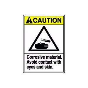 CAUTION CORROSIVE MATERIAL AVOID CONTACT WITH EYES AND SKIN 14 x 10 