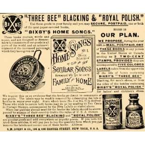  1892 Ad S. M. Bixby Three Bee Blacking Royal Polish NY 