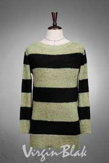 vb HOMME Striped Mohair Like Sweater Slim WHITE, GREEN, RED 3XC  