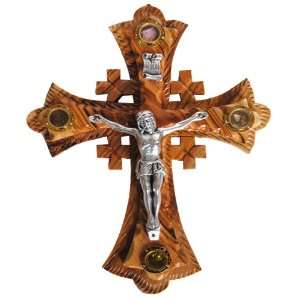  Olive Wood Cross with Crucifix and Essences of the Holy 