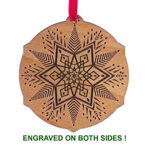  Advent Ornaments ENGRAVED SNOWFLAKE , Laser Cut and Engraved Wood 
