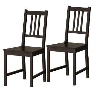 Set of 2 Ikea Stefan Chairs Black Brown Solid Wood