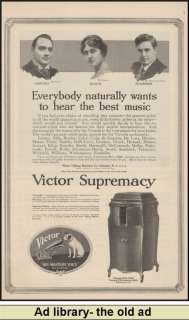 1917 AD Victrola Phonograph XVII McCormack Gluck Caruso  